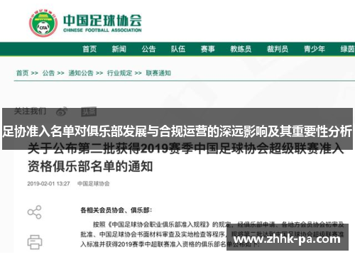 足协准入名单对俱乐部发展与合规运营的深远影响及其重要性分析